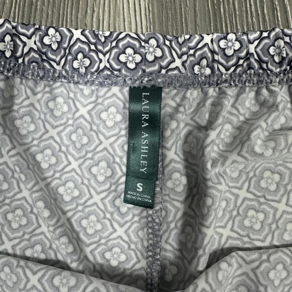 Lauren Ashley Grey and White Patterned Sleep Shorts with Lace Trim - Picture 3 of 5